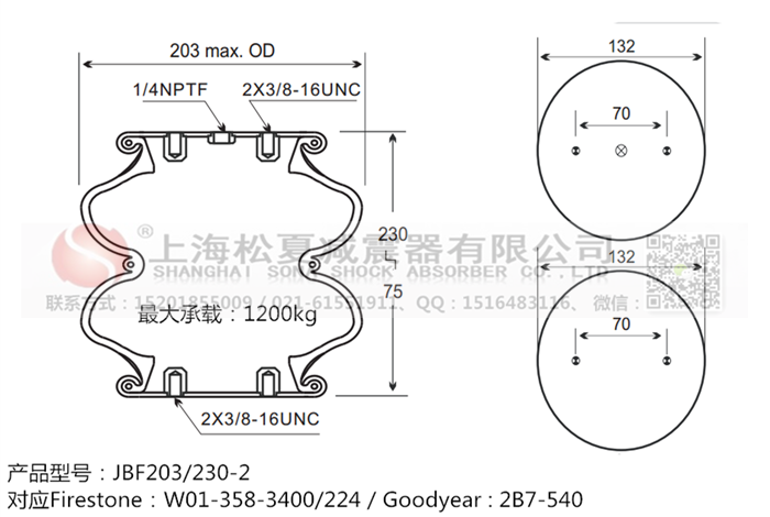 JBF203/230-2橡膠<a href='http://m.shafferla.com/' target='_blank'><u>空氣彈簧</u></a>