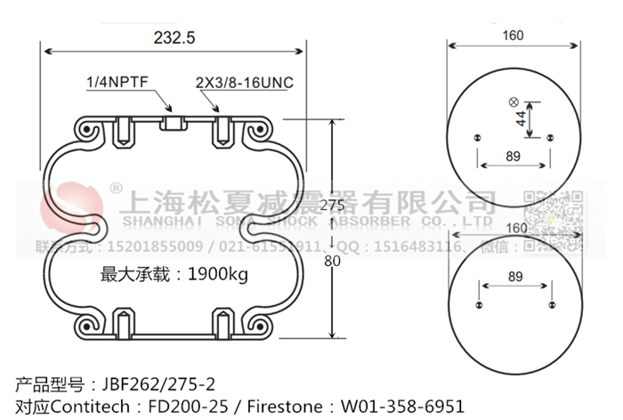 JBF262/275-2橡膠<a href='http://m.shafferla.com/' target='_blank'><u>空氣彈簧</u></a>