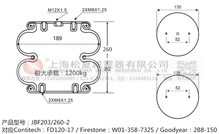 JBF203/260-2橡膠<a href='http://m.shafferla.com/' target='_blank'><u>空氣彈簧</u></a>